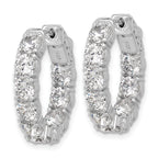 Sterling Shimmer Sterling Silver Rhodium-plated 4.3mm CZ 18 Stone Oval In and Out Hinged Hoop Earrings