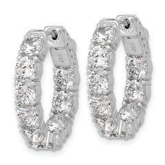 Sterling Shimmer Sterling Silver Rhodium-plated 4.3mm CZ 18 Stone Oval In and Out Hinged Hoop Earrings