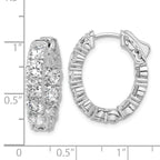Sterling Shimmer Sterling Silver Rhodium-plated 4.3mm CZ 18 Stone Oval In and Out Hinged Hoop Earrings