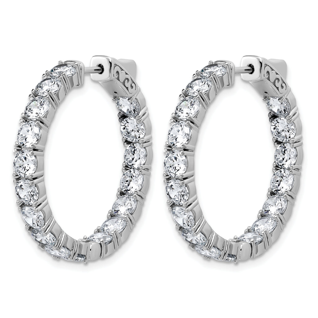Sterling Shimmer Sterling Silver Rhodium-plated 4.00mm CZ 34 Stone In and Out Hinged Hoop Earrings