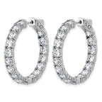 Sterling Shimmer Sterling Silver Rhodium-plated 4.00mm CZ 34 Stone In and Out Hinged Hoop Earrings
