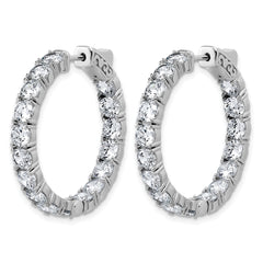 Sterling Shimmer Sterling Silver Rhodium-plated 4.00mm CZ 34 Stone In and Out Hinged Hoop Earrings