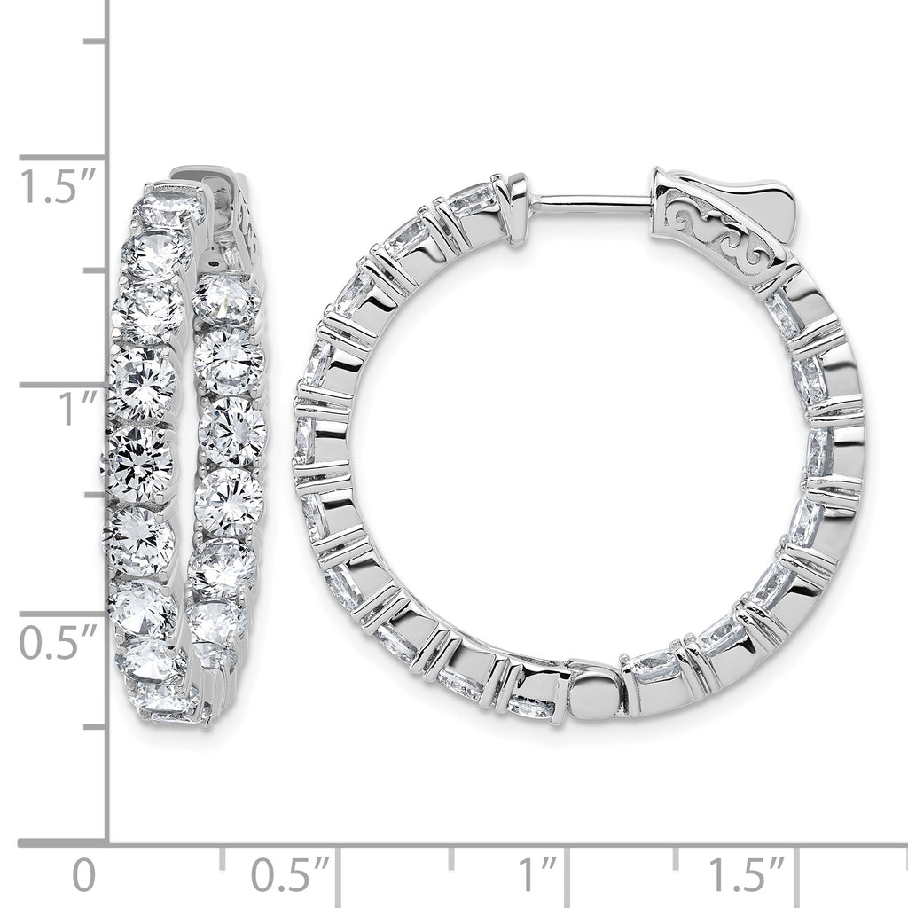 Sterling Shimmer Sterling Silver Rhodium-plated 4.00mm CZ 34 Stone In and Out Hinged Hoop Earrings