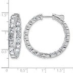 Sterling Shimmer Sterling Silver Rhodium-plated 4.00mm CZ 34 Stone In and Out Hinged Hoop Earrings