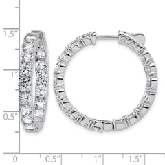 Sterling Shimmer Sterling Silver Rhodium-plated 4.00mm CZ 34 Stone In and Out Hinged Hoop Earrings
