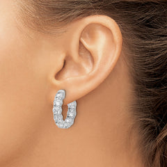 Sterling Shimmer Sterling Silver Rhodium-plated 4.75mm CZ 18 Stone In and Out Hinged Hoop Earrings