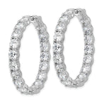 Sterling Shimmer Sterling Silver Rhodium-plated 5.2mm CZ 36 Stone In and Out Hinged Hoop Earrings