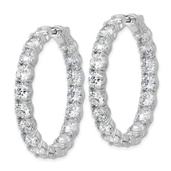Sterling Shimmer Sterling Silver Rhodium-plated 5.2mm CZ 36 Stone In and Out Hinged Hoop Earrings