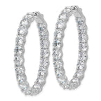 Sterling Shimmer Sterling Silver Rhodium-plated 5.25mm CZ 38 Stone Oval In and Out Hinged Hoop Earrings