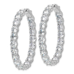 Sterling Shimmer Sterling Silver Rhodium-plated 5.25mm CZ 38 Stone Oval In and Out Hinged Hoop Earrings