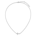 Sterling Shimmer Sterling Silver Rhodium-plated 1.3mm CZ 17 Stone Sideway Cross 16 inch with 2 inch Extension Necklace