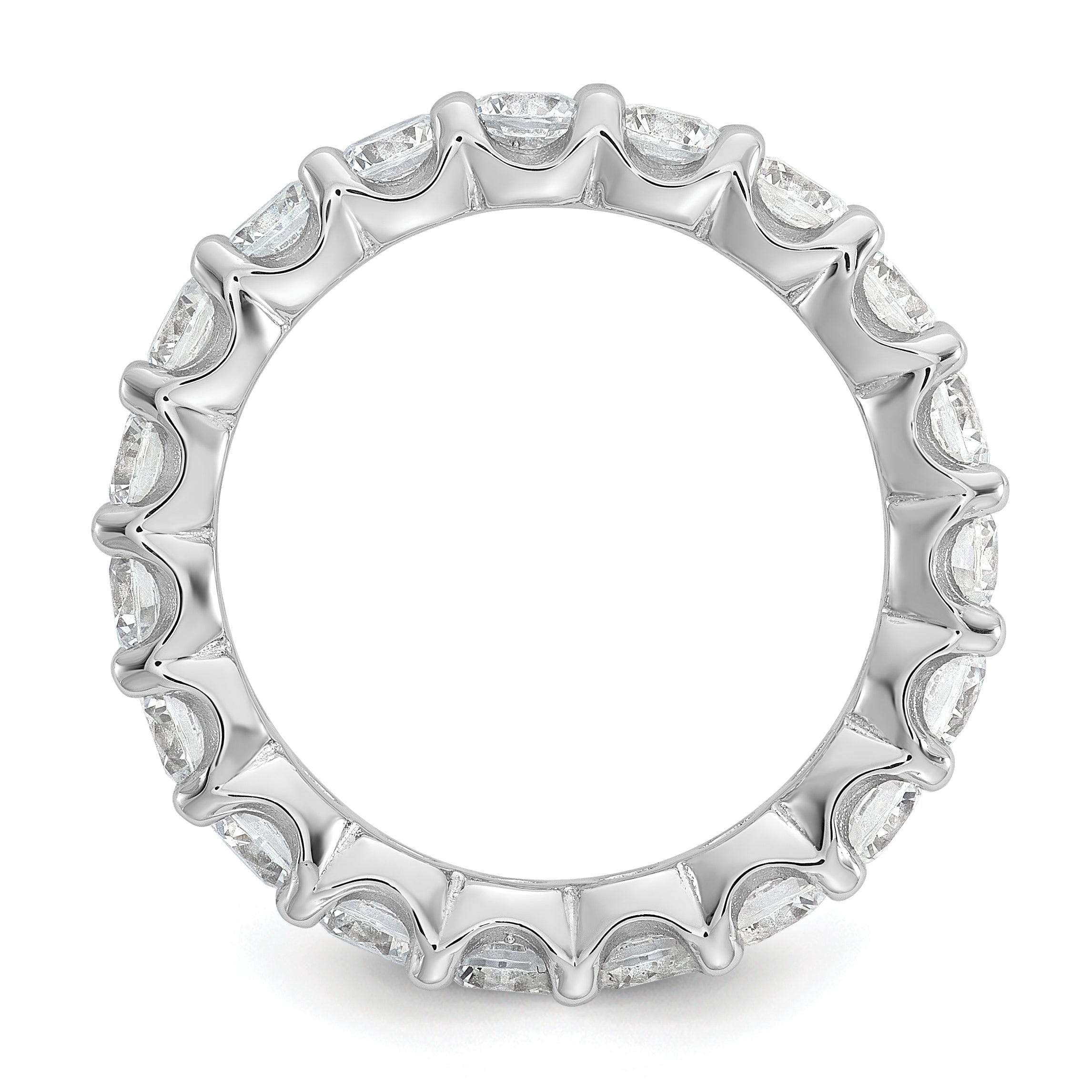 Sterling Shimmer Sterling Silver Rhodium-plated 3.5mm CZ 18 Stone Eternity Band Secondary image