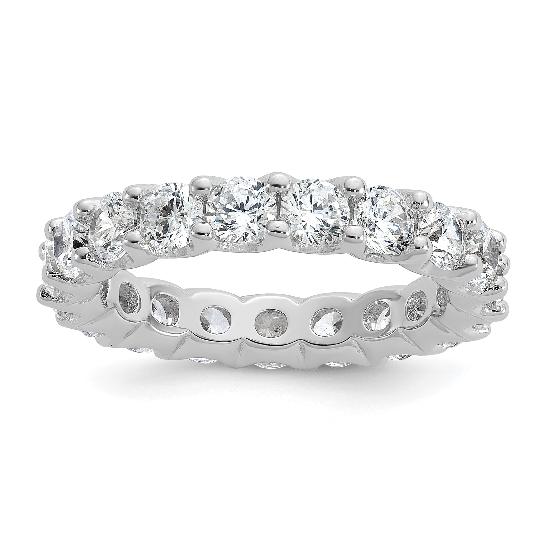 Sterling Shimmer Sterling Silver Rhodium-plated 3.5mm CZ 20 Stone Eternity Band