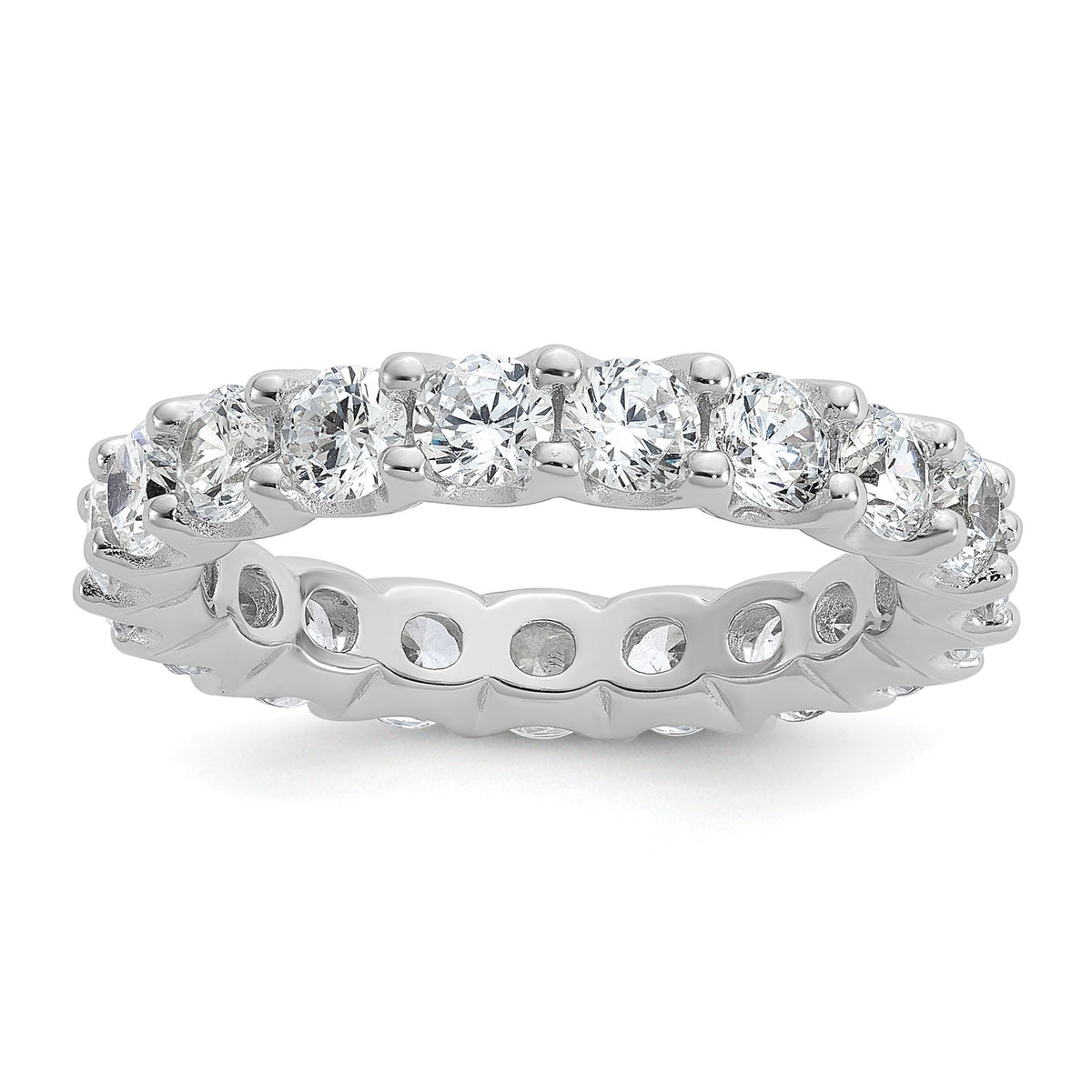 Cubic Zirconia 19-Stone Eternity Band in Sterling Silver, 3.7mm, Size 6–9 - Sophia Jewelers Main image