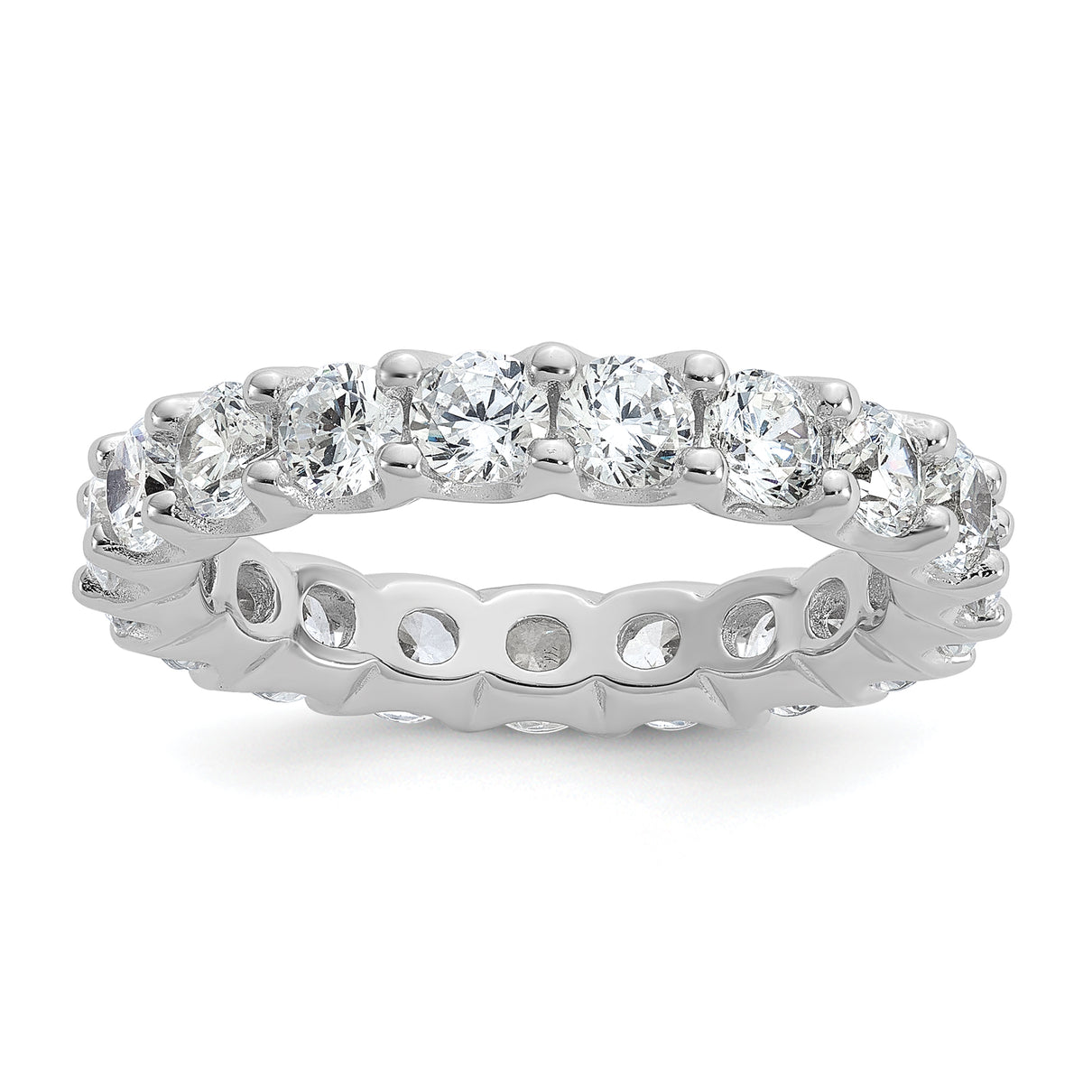 Sterling Shimmer Sterling Silver Rhodium-plated 3.5mm CZ 20 Stone Eternity Band