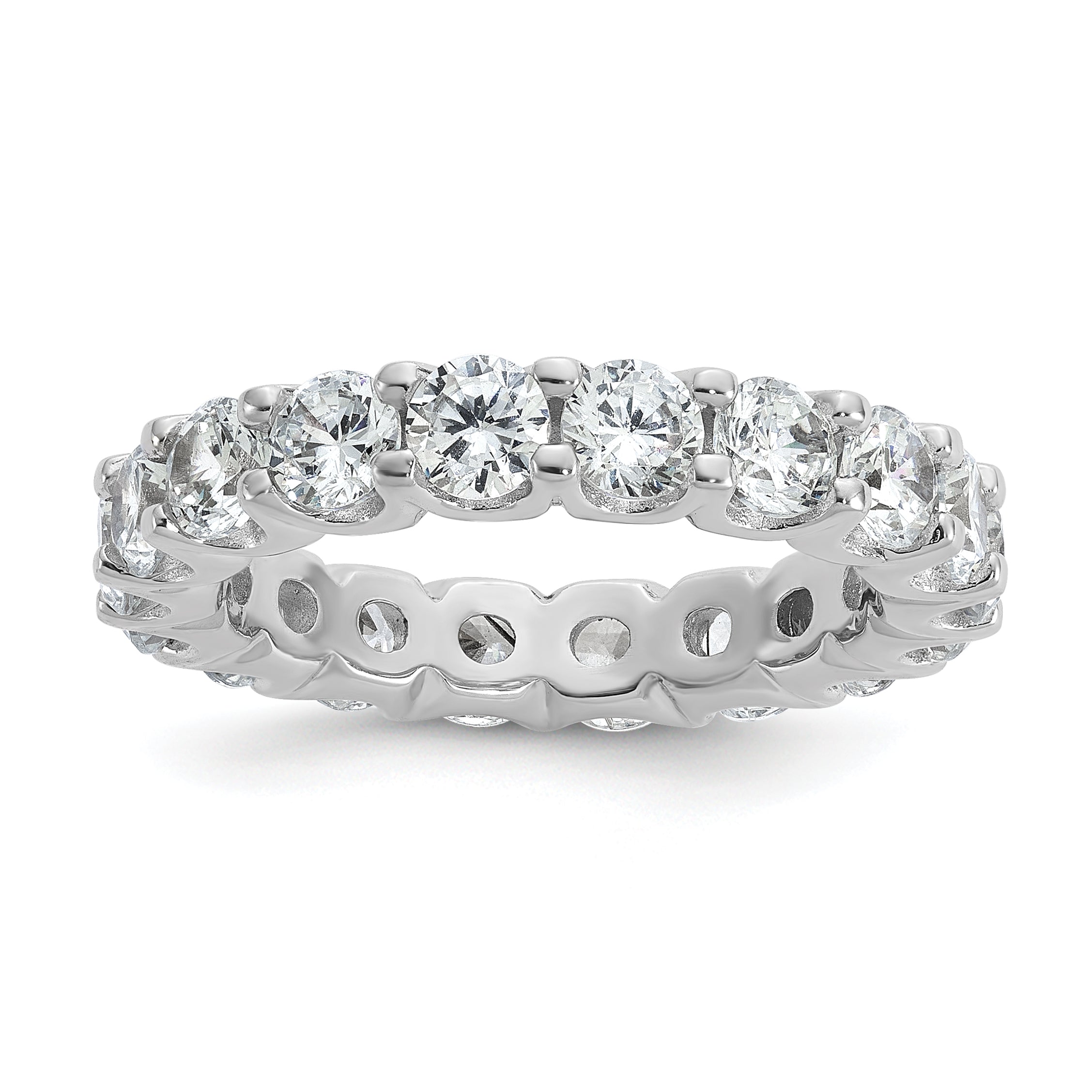 Sterling Shimmer Sterling Silver Rhodium-plated 3.75mm CZ 20 Stone Eternity Band