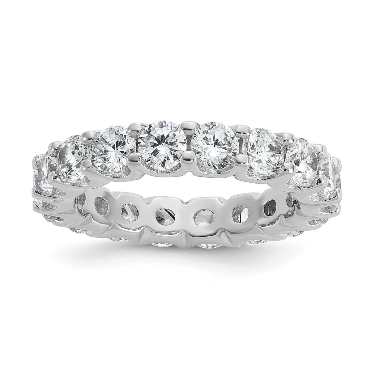 Cubic Zirconia 18-Stone Eternity Band in Sterling Silver, 3.8mm, Size 6–9 - Sophia Jewelers Main image