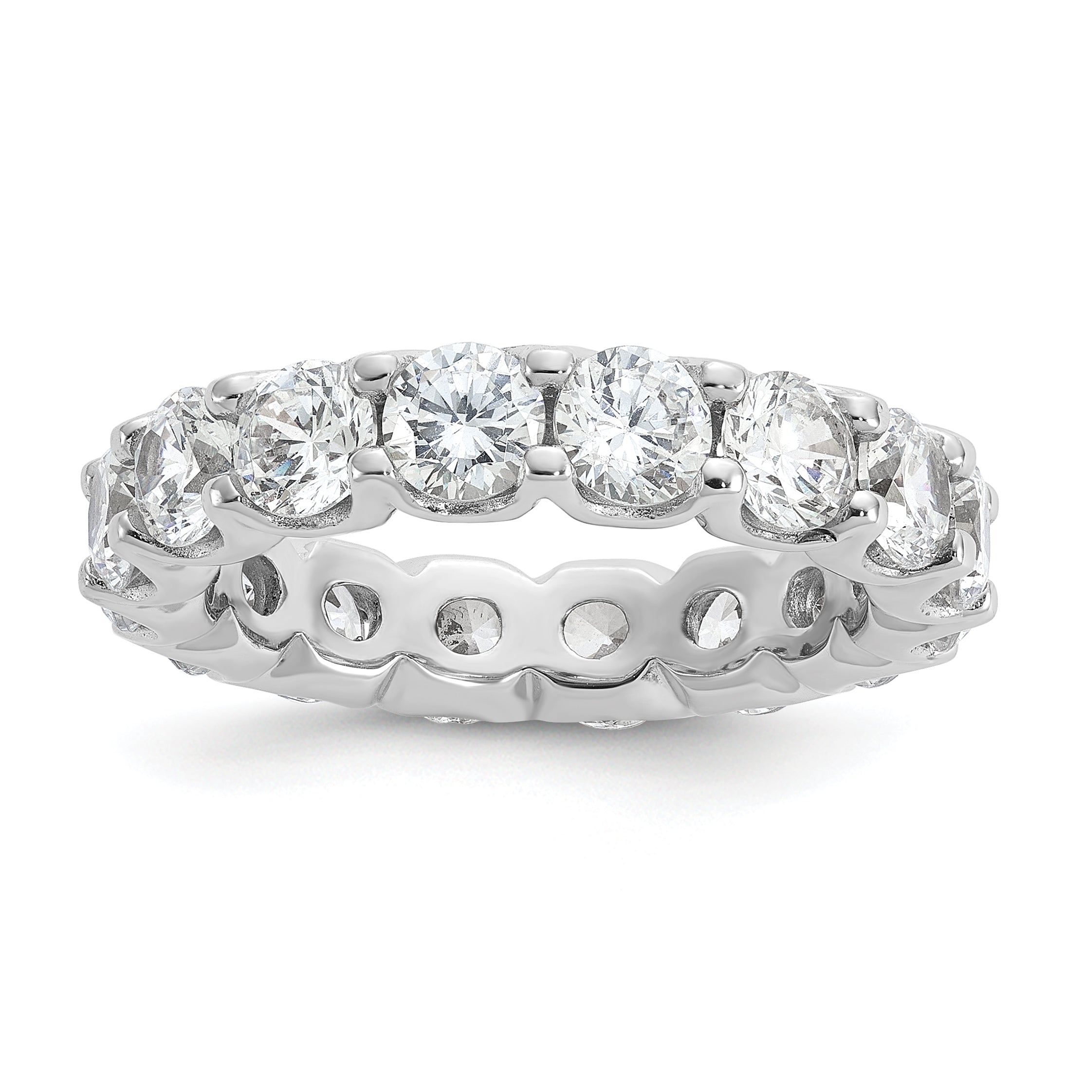 Sterling Shimmer Sterling Silver Rhodium-plated 4.25mm CZ 17 Stone Eternity Band Main image