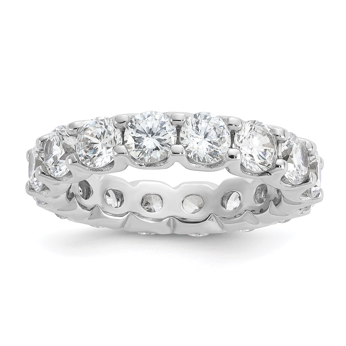Sterling Shimmer Sterling Silver Rhodium-plated 4.25mm CZ 17 Stone Eternity Band