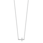 Sterling Shimmer Sterling Silver Rhodium-plated 1.1mm CZ 16 Stone Sideway Cross 16 inch with 2 inch Extension Necklace