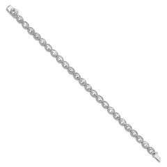 Sterling Shimmer Sterling Silver Rhodium-plated 6mm x 4mm CZ 25 Stone Oval Link 6.75 inch Bracelet