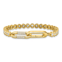 Sterling Shimmer Sterling Silver Gold-tone Flash Gold-plated CZ 113 Stone 7 inch Bracelet