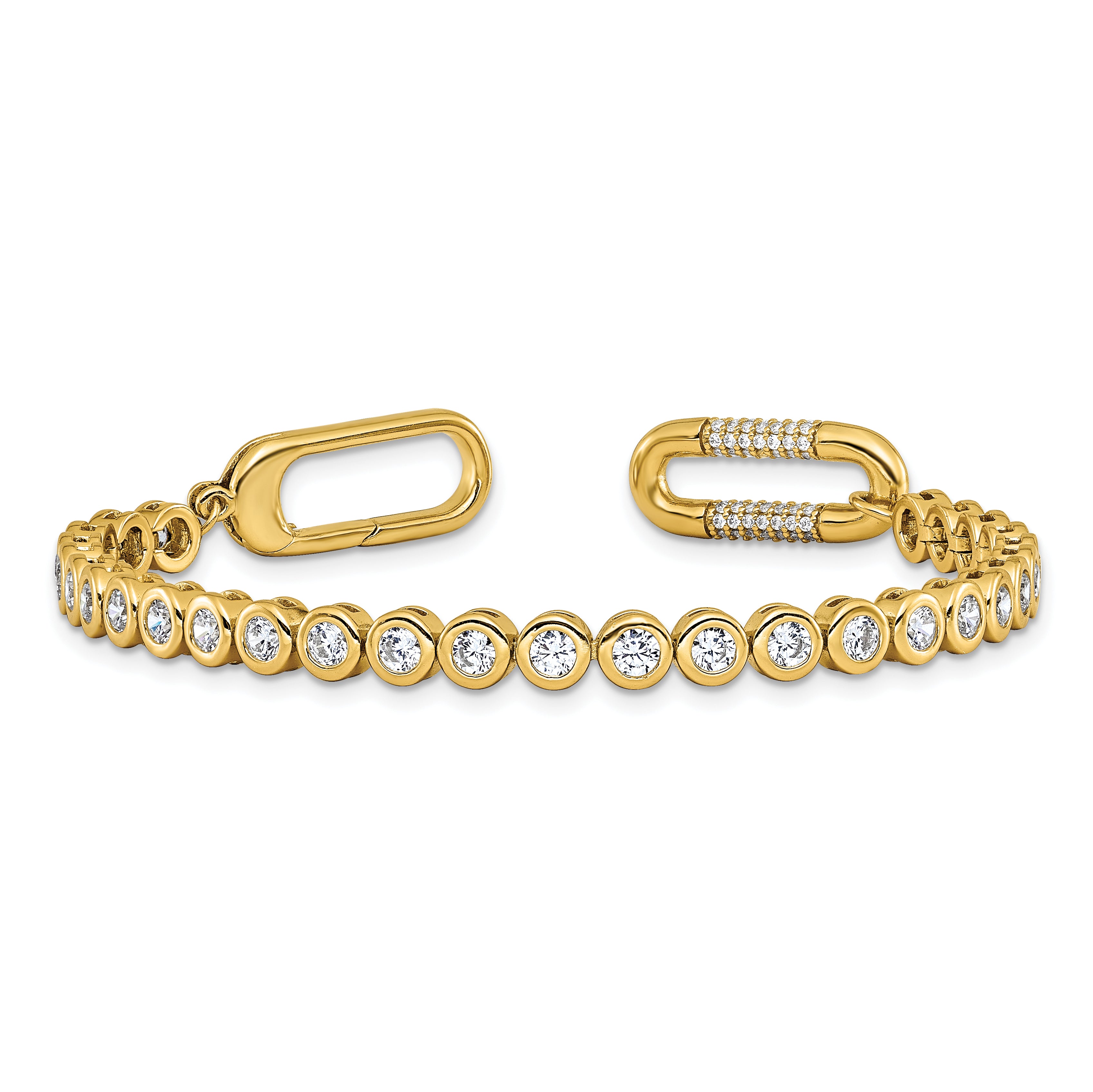 Sterling Shimmer Sterling Silver Gold-tone Flash Gold-plated CZ 113 Stone 7 inch Bracelet