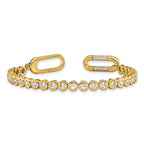 Sterling Shimmer Sterling Silver Gold-tone Flash Gold-plated CZ 113 Stone 7 inch Bracelet
