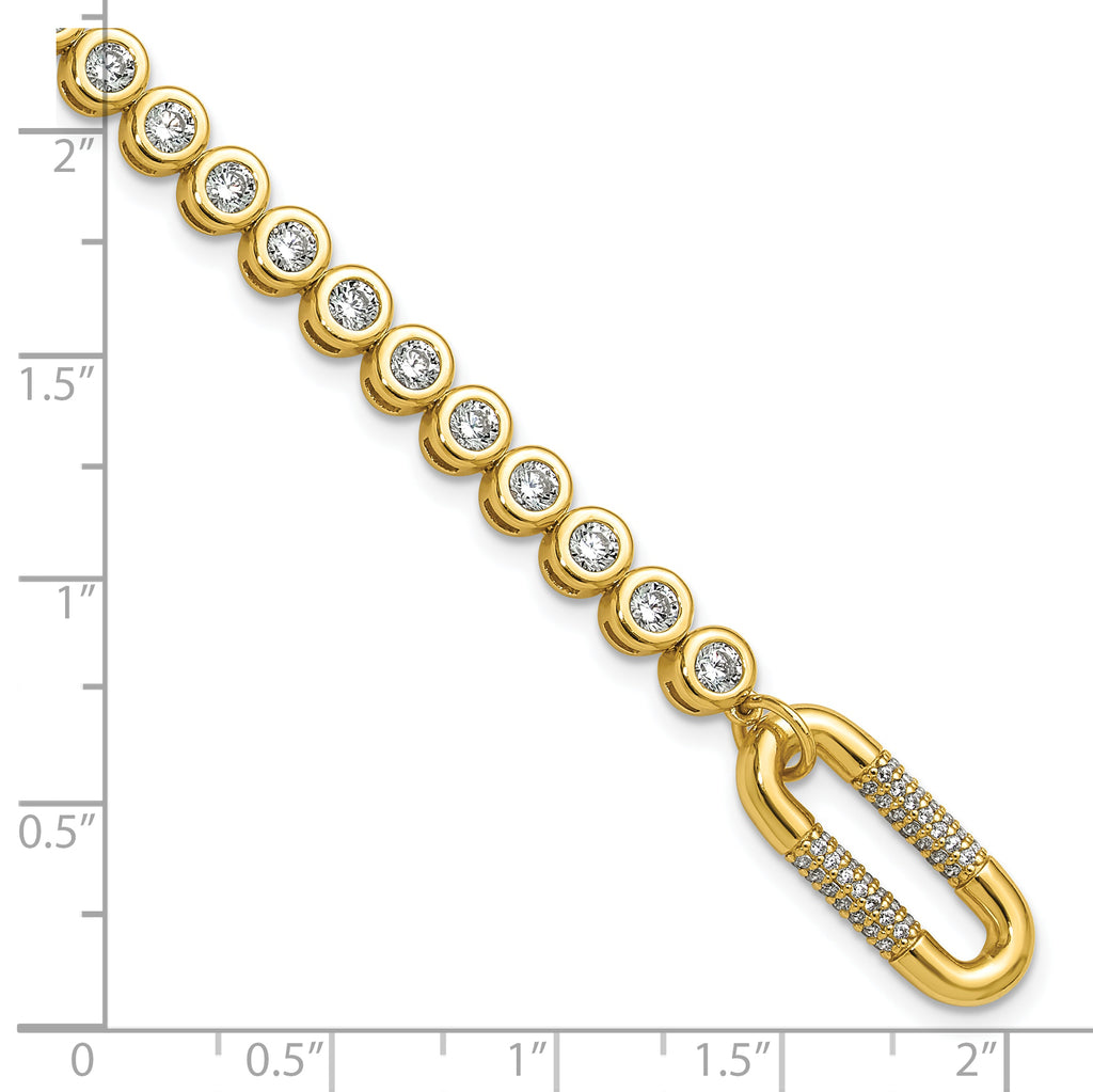 Sterling Shimmer Sterling Silver Gold-tone Flash Gold-plated CZ 113 Stone 7 inch Bracelet