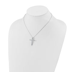 Sterling Shimmer Sterling Silver Rhodium-plated 2.3mm CZ 21 Stone Cross 16 inch with 2 inch Extension Necklace