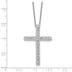 Sterling Shimmer Sterling Silver Rhodium-plated 2.3mm CZ 21 Stone Cross 16 inch with 2 inch Extension Necklace