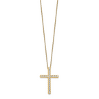 Sterling Shimmer Sterling Silver Gold-tone Flash Gold-plated 2.3mm CZ 21 Stone Cross 16 inch with 2 inch Extension Necklace