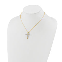 Sterling Shimmer Sterling Silver Gold-tone Flash Gold-plated 2.3mm CZ 21 Stone Cross 16 inch with 2 inch Extension Necklace