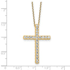 Sterling Shimmer Sterling Silver Gold-tone Flash Gold-plated 2.3mm CZ 21 Stone Cross 16 inch with 2 inch Extension Necklace