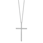 Sterling Shimmer Sterling Silver Rhodium-plated 1.3mm CZ 50 Stone Cross 16 inch with 2 inch Extension Necklace