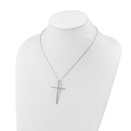 Sterling Shimmer Sterling Silver Rhodium-plated 1.3mm CZ 50 Stone Cross 16 inch with 2 inch Extension Necklace