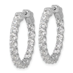 Sterling Shimmer Sterling Silver Rhodium-plated 3mm CZ 32 Stone In and Out Hinged Hoop Earrings