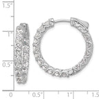 Sterling Shimmer Sterling Silver Rhodium-plated 3mm CZ 32 Stone In and Out Hinged Hoop Earrings