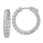 Sterling Shimmer Sterling Silver Rhodium-plated 3mm CZ 32 Stone In and Out Hinged Hoop Earrings