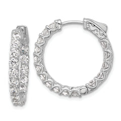 Sterling Shimmer Sterling Silver Rhodium-plated 3mm CZ 32 Stone In and Out Hinged Hoop Earrings