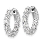 Sterling Shimmer Sterling Silver Rhodium-plated 3mm CZ 18 Stone In and Out Hinged Hoop Earrings