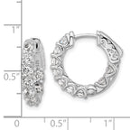 Sterling Shimmer Sterling Silver Rhodium-plated 3mm CZ 18 Stone In and Out Hinged Hoop Earrings