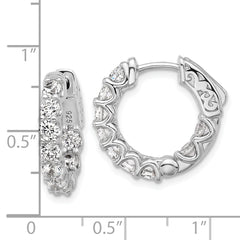Sterling Shimmer Sterling Silver Rhodium-plated 3mm CZ 18 Stone In and Out Hinged Hoop Earrings
