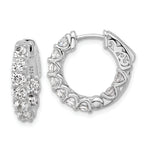 Sterling Shimmer Sterling Silver Rhodium-plated 3mm CZ 18 Stone In and Out Hinged Hoop Earrings