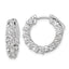 Sterling Shimmer Sterling Silver Rhodium-plated 3mm CZ 18 Stone In and Out Hinged Hoop Earrings