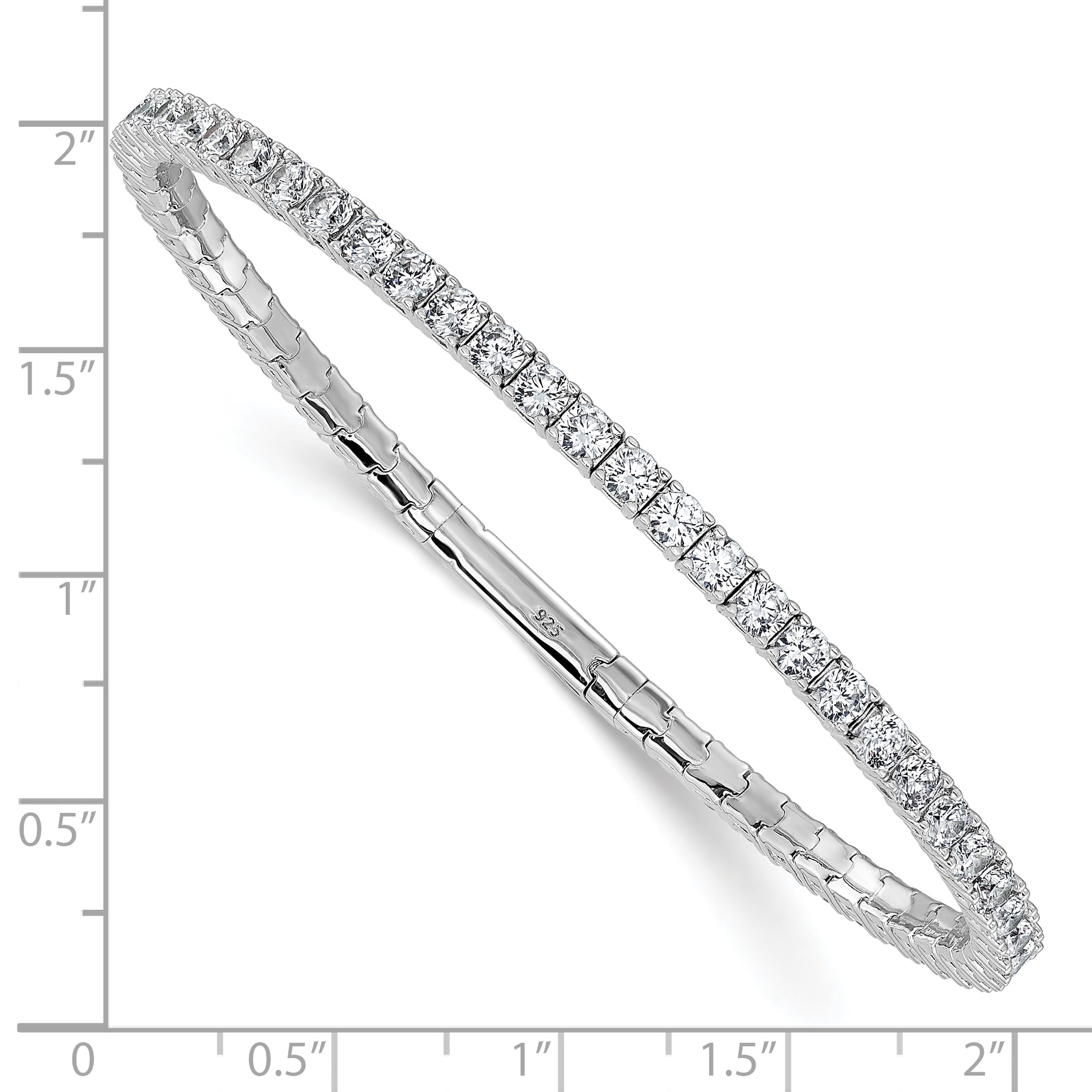 Sterling Shimmer Sterling Silver Rhodium-plated 3mm CZ 52 Stone 7 inch Flexible Bangle Bracelet