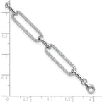 Sterling Shimmer Sterling Silver Rhodium-plated 1.2mm CZ 190 Stone Paper Clip Link 6.5 inch with 1 inch Extension Bracelet
