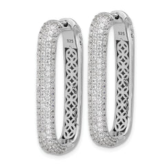 Sterling Shimmer Sterling Silver Rhodium-plated 1.3mm CZ 258 Stone Rectangle Hinged Hoop Earrings