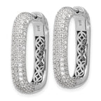 Sterling Shimmer Sterling Silver Rhodium-plated 1.3mm CZ 198 Stone Rectangle Hinged Hoop Earrings