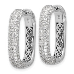 Sterling Shimmer Sterling Silver Rhodium-plated 1.3mm CZ 198 Stone Rectangle Hinged Hoop Earrings